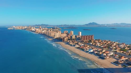 Aerial View. Panoramic View La Manga Del Mar Menor, Cartagena, Murcia, Spain