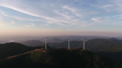 Wind Turbines in mountain during sunset