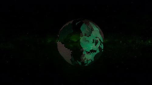 Futuristic Digital Earth Globe Rotating in Space Background