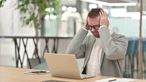 Loss Creative Man Reacting to Failure on Laptop