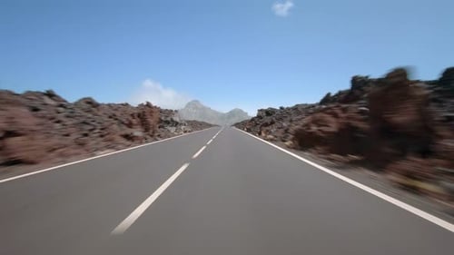 Driving a car with attached action cam in Teide National Park Tenerife
