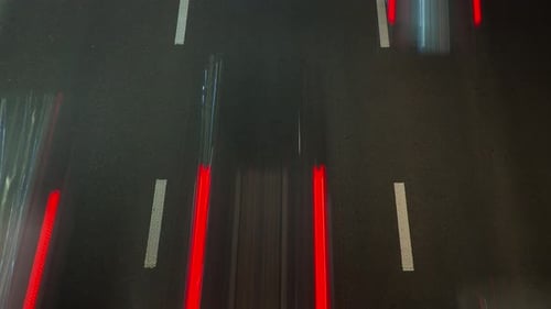 Fast Movement Of Cars On The Night Road, Headlights, Time Lapse, 4 K