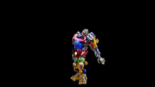 Colorful Robot Performing Dance Loop with Alpha Channel