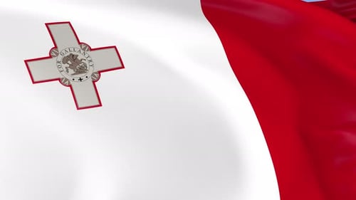 Realistic Malta Flag Waving Animation
