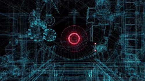 Futuristic Industrial Wireframe Blue Blueprints Hd