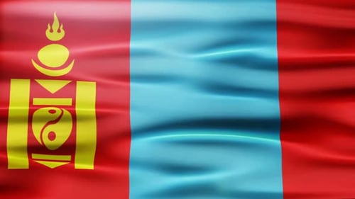 Realistic Waving Flag of Mongolia Animated Loop