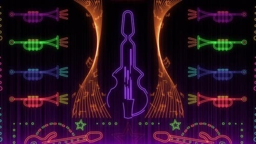 Neon Musical Instruments Loop Background
