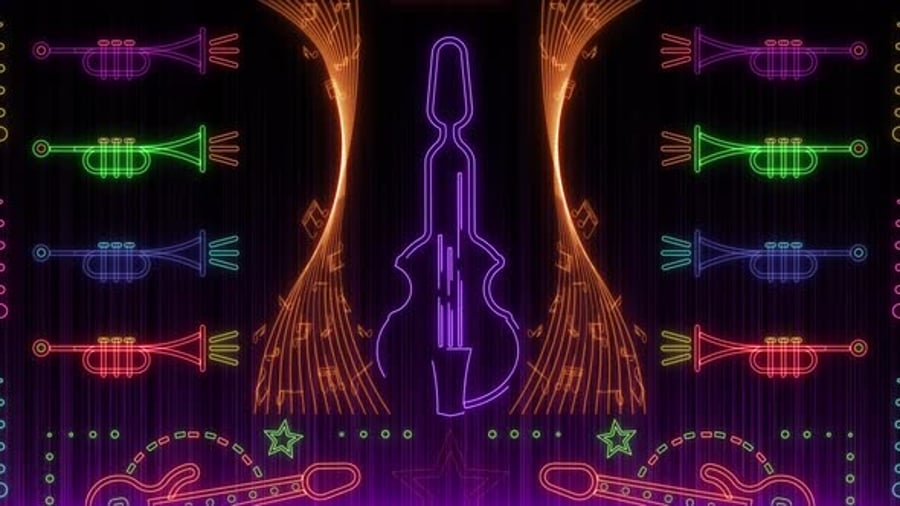 Neon Musical Instruments Loop Background, Backgrounds Motion Graphics ...