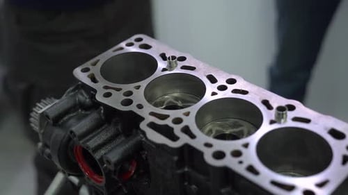 Disassembled Car Engine Block Close Up