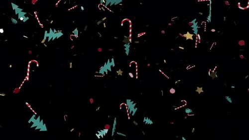 Animation Weihnachtshintergrund, fallende Süßigkeiten, Weihnachtsspielzeug.