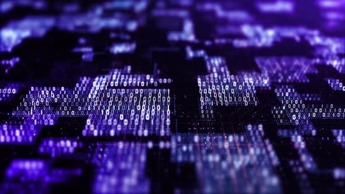 Futuristic Digital Data Grid Binary Code Background Loop