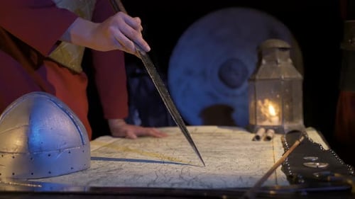 Figures Plan Military Strategy by Candlelight