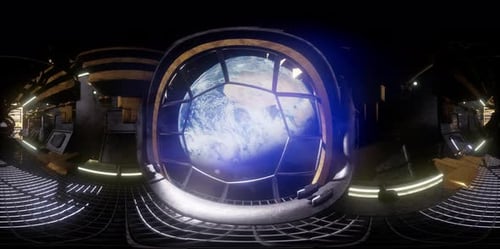 Station spatiale internationale en orbitant autour de la Terre en réalité virtuelle