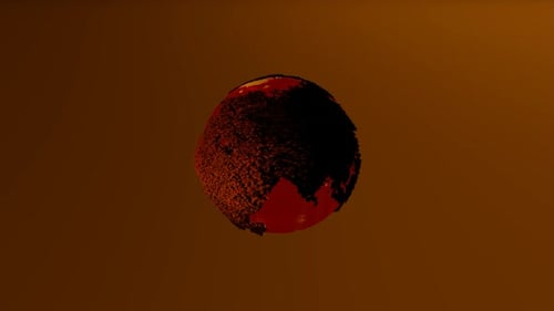The earth rotates with a sea of blood