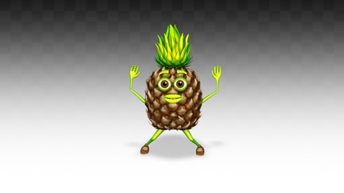 Animated 3D Pineapple Character Blinking and Speaking Loop
