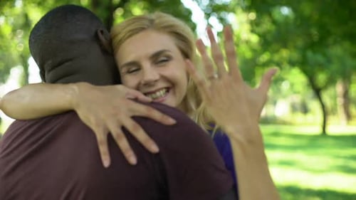 Happy Couple Celebrates Engagement Ring in Green Park