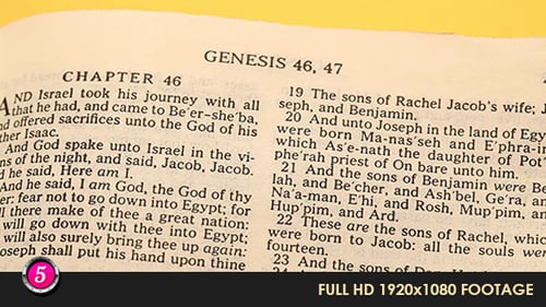 Pages Turning in Old Bible Close Up