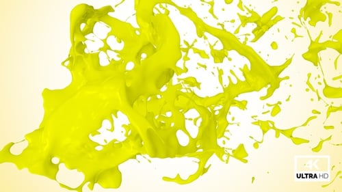 Dynamic Yellow Paint Splash Transition with Alpha Channel