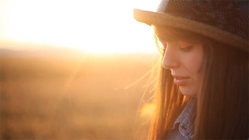 Girl Looking Ahead in the Field 4