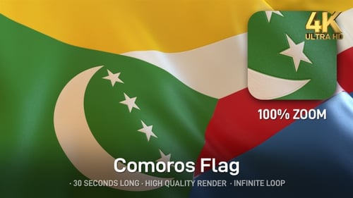 Realistic Waving Comoros National Flag Animation
