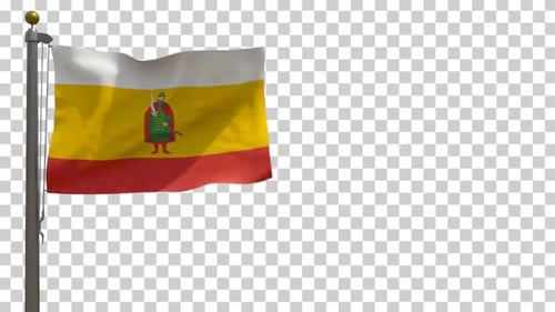 Ryazan Oblast Flag (Russia) on Flagpole with Alpha Channel - 4K