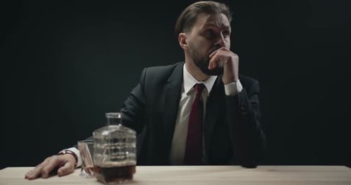Anxious Bearded Man Waiting