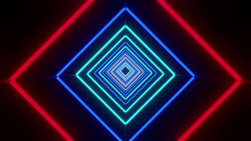 Abstract Neon Geometric Tunnel Seamless Loop Background