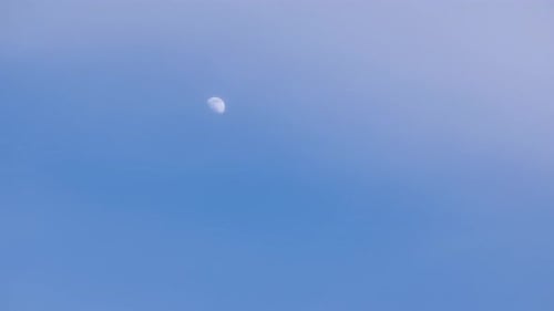 Daytime Moon Against a Clear Blue Sky