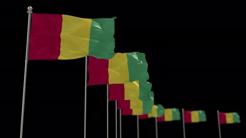 Multiple Guinea Flags Waving Seamlessly in the Wind