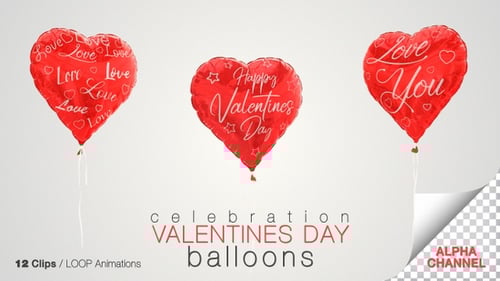 Red Heart Balloon Animated Variants for Love Celebrations