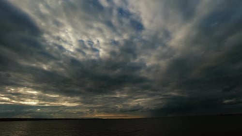 Time Lapse Beautiful Sunset with Clouds and Sea with Beach