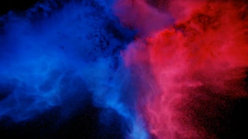 Blau-Rotes explodierendes Farbpulver