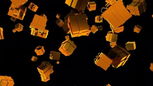 Golden Gift Boxes Falling Seamless Loop
