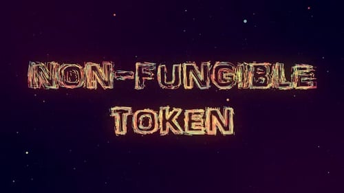 Texte de jeton non fongible avec particules