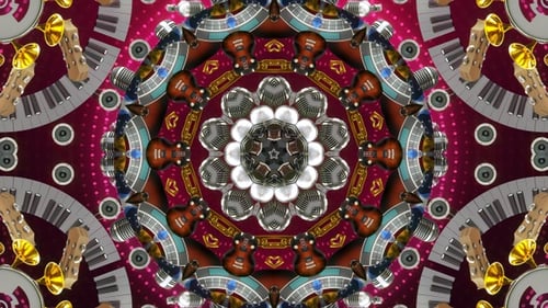 Abstract Musical Instruments Kaleidoscope Loop Background