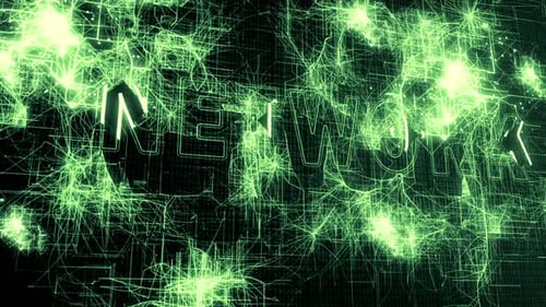 Futuristic Network Text Reveal Animation with Digital Connections