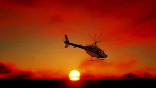 Hubschrauber-Sonnenuntergangslandschaft