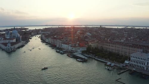 Magical Evening Sunset View Over Beautiful Venice in Italy