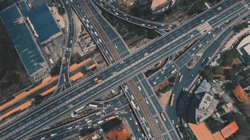 Cars Automobiles Drive Highways Vehicles Urban Transportation in City Downtown Crossroad Junction