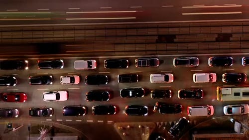 Night City Traffic in the Center of Warsaw Poland