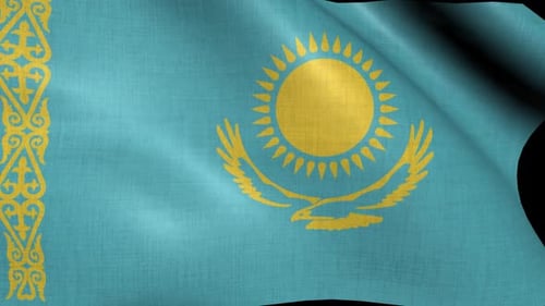 Realistic Kazakhstan Flag Waving Background Animation