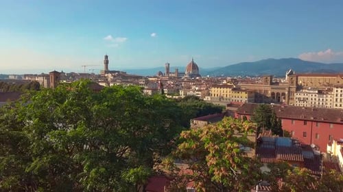Aerial View on the City and Cathedral of Santa Maria Del Fiore. Florence, Tuscany, Italy