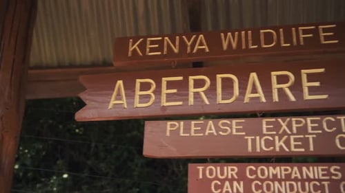 Aberdare National Park wooden information signpost, Kenya