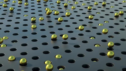 Minimalist loop golden spheres geometric abstract background. 3d Render animation