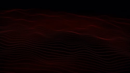 Wellenlinienanimation in roter Farbe. Wellenanimation mit abstrakten Partikeln. 22