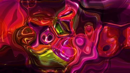 Green Red Pink Yellow Color Silky Marble Liquid Animation