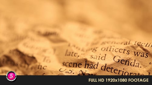 Close-up of Wrinkled Newspaper Texture with Dolly Movement