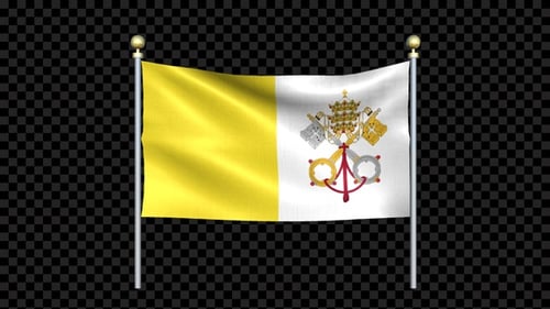 Vatican City Flag Waving Animation with Alpha Channel