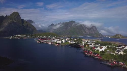 Aerial View of Hamnoy Village in Norway