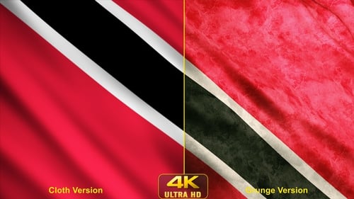 Waving Flag of Trinidad and Tobago with Grunge and Clean Textures
